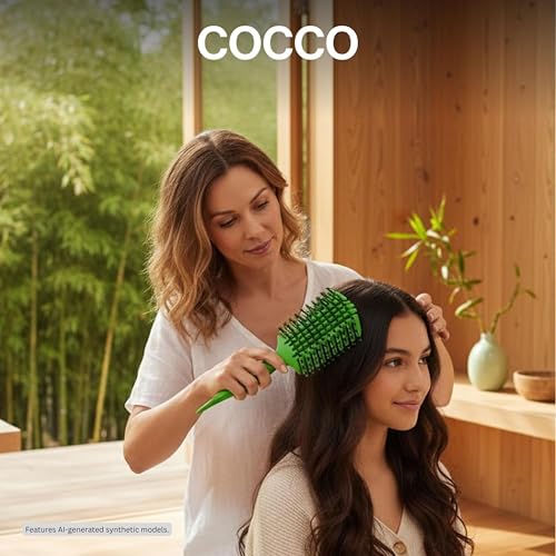 COCCO Aura Vent Boar Brush, Dual-Curved Design for Faster Drying - color: Green