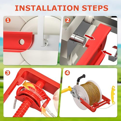 3:1 Geared Reel Prewound Polywire Electric Fence Wire Reel, with Reel Guide - size: 1640 ft x 1 standard reel x 1 guide x 1 Handle