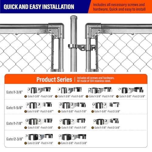 Heavy Duty Stainless Steel 1-3/8" x 1-7/8" Chain Link Fence Gate Fork Latch with Hole for Padlock（Fit 1 3/8" Gate Frame） 1Pack - size: 1-3/8''x1-7/8''-1P