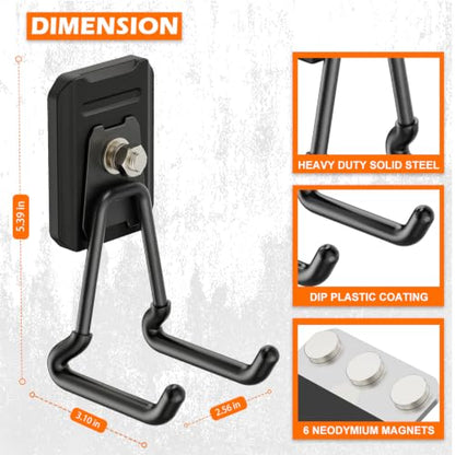 Heavy Duty Magnetic Garage Hooks,4 Pack Strong Large Magnet Hook for Power Drill,Garden Tools,Hose,Pegboard,Garage, Workshop,Magnetic Storage Hooks for Indoor Outdoor Hanging(Black) - style: Magnetic Garage Hooks 4 Pack