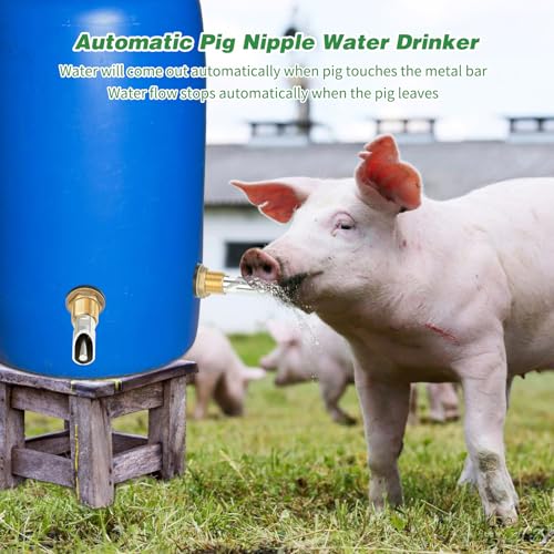 4 Pack Pig Waterer Nipples, Hog Water Nipples for Barrels Kit