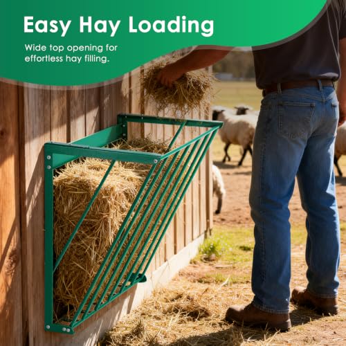Metal Livestock Hay Feeder, Goat Hay Rack, Wall Mountable&Hangable