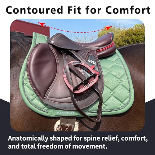 EQUINEWAVE Embossed All Purpose Saddle Pad | Cooling Performance Lining, Contoured Fit, Textured Design, English Riding - color: SAGE GREEN
