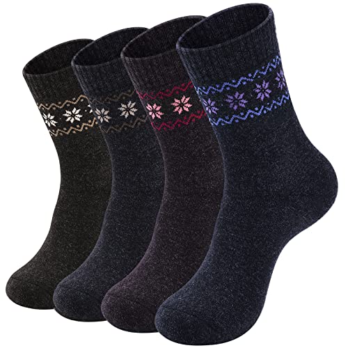 NinetoFiveLife Merino Wool Socks For Women Warm Winter Thick Socks 4 Pairs
