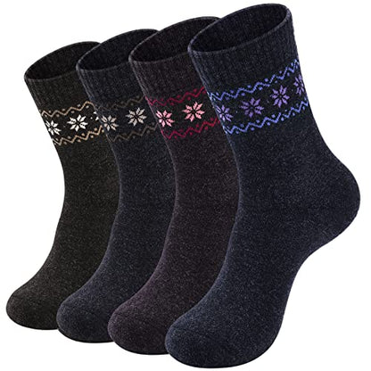 NinetoFiveLife Merino Wool Socks For Women Warm Winter Thick Socks 4 Pairs