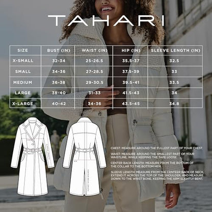TAHARI Women's Slim Fit Double-faced Soft Wool Blend Wrap Coat With Tie Belt – Long Wool Coat - color: Charcoal, size: Small