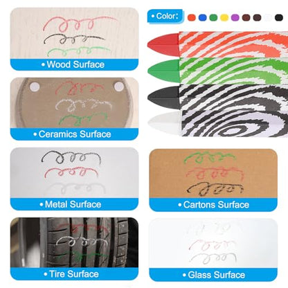 PATIKIL Lumber Marking Crayons, 6 Pack 4"x0.55" Hex Wax Tire Marker Crayons Red - color: Red