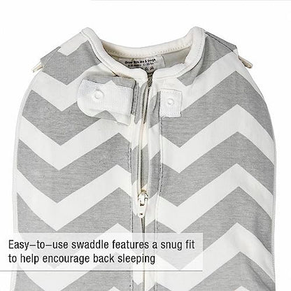 Woombie Grow with Me Baby Swaddle, Convertible Swaddle Fits Babies 0-9 Months, Expands to Wearable Blanket for Babies up to 18 Months, Sleepy Grey Chevron - color: Sleepy Grey Chevron, style: Grow With Me