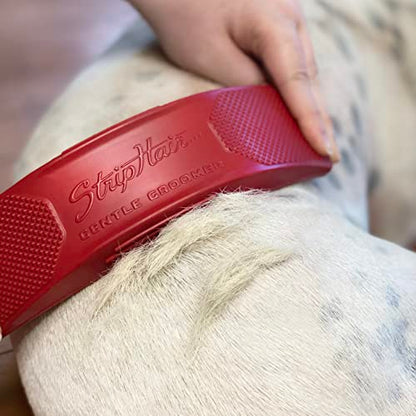 StripHair Gentle Groomer Dog Shedding Bathing Pet Hair Remover, Soft Red
