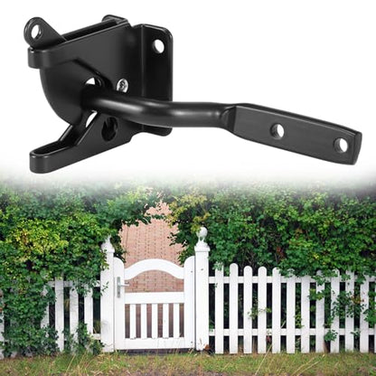 QWORK Self Locking Automatic Gravity Lever Fence Gate Latch – 2 Pack Heavy-Duty Steel – Quick Installation for Versatile Use on Wood/Metal Gates