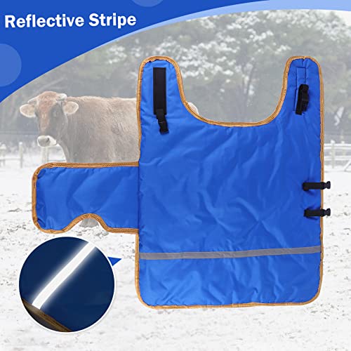 2pcs All-Weather Calf Blanket with Fleece Lining & Windproof Shell - Versatile Goat Blankets for Winter and Durable Sheep Blanket with Full Belly Coverage (Plucked Blue 2pcs) - color: Plucked Blue