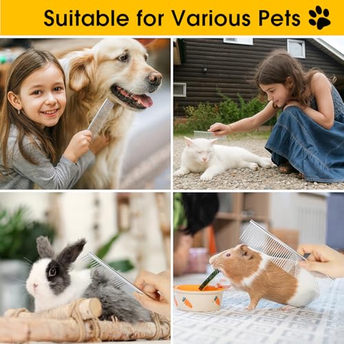BEVTEE 3 Pcs Dog Combs for Grooming Matting, Greyhound Metal Comb for Cat