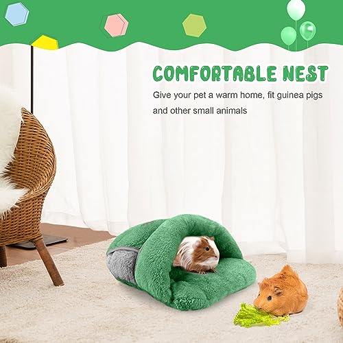YUEPET Guinea Pig Bed Cuddle Cave, Warm Fleece Hideout, Green - color: Green, size: 1PCS