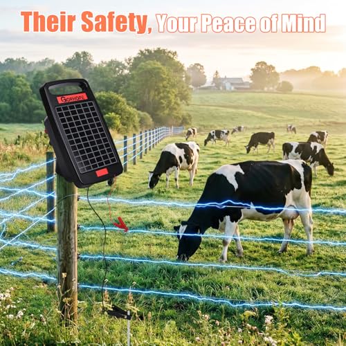 20 Miles Solar Electric Fence Charger with Short Circuit Alarm,0.32JPowered - size: GOR32（20M0.32J）