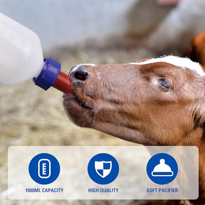 2 Pack Calf Nursing Bottle 1000ml, Livestock Feeding Bottle for Orphaned - size: 1000ml