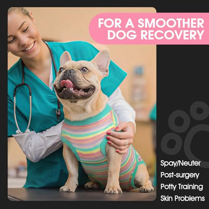FUAMEY Recovery Suit for Dogs After Surgery,Soft Breathable Dog Bodysuit - color: Mint Green Stripes, size: Xs(back:8.3-11.4in,wt:4-7lbs)