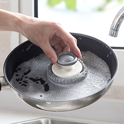 24Pack Steel Wool Scrubber with Handle, Stainless Steel Scrubber for Cleaning Cast Iron, Dishes, Stock Pots, Pans, Griddles, Grills - color: 24pack