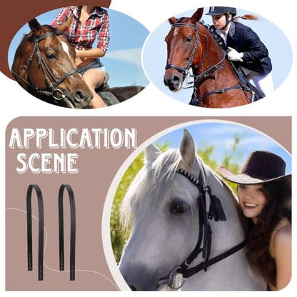 FINGERINSPIRE 5Pcs PU Leather Straps for DIY Horse Harness Strap Making 21.65x0.55x0.1 inch Smooth Replacement Imitation Leather Crown Replacement Break Away Crown Strap - color: Black