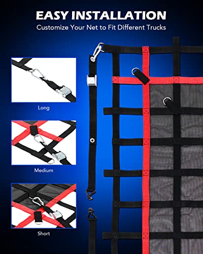 OMT 6x4.8ft Heavy Duty Cargo Net for Truck Bed & SUV, 1100lb Capacity - size: 6 x 4.8 ft.