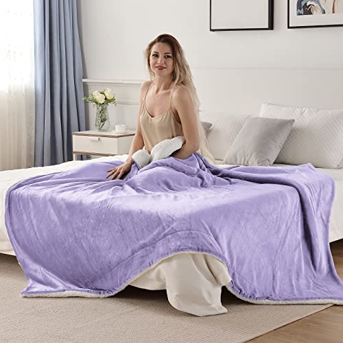 SOCHOW Sherpa Fleece Throw Blanket, Lilac, 50x60 inches - color: Lilac, size: 50"×60"