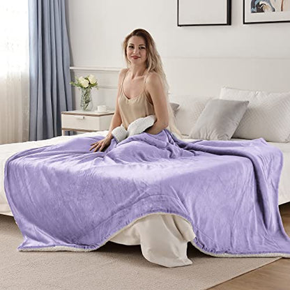 SOCHOW Sherpa Fleece Throw Blanket, Lilac, 50x60 inches - color: Lilac, size: 50"×60"
