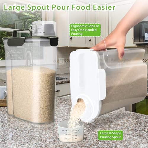 Viretec Rice Storage Container, 5 to 10lb Dry Food Airtight Dispenser, Pet Dog Cat Food Canister, BPA Free Clear Plastic Kitchen and Pantry Organization Bin for Oatmeal, Cereal, Pasta, Flour White - color: 6L/White