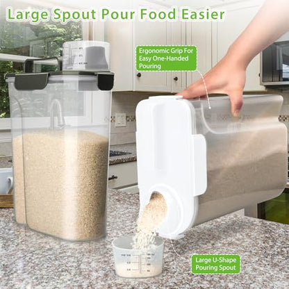 Viretec Rice Storage Container, 5 to 10lb Dry Food Airtight Dispenser, Pet Dog Cat Food Canister, BPA Free Clear Plastic Kitchen and Pantry Organization Bin for Oatmeal, Cereal, Pasta, Flour White - color: 6L/White