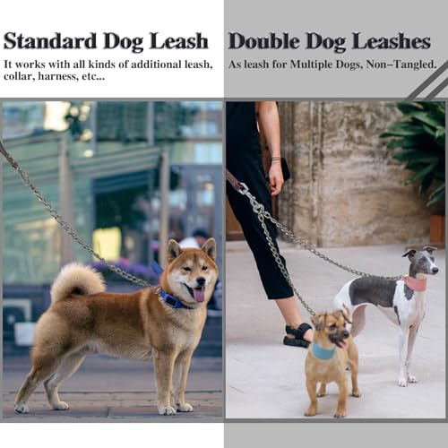 Dog Chain Leash, 304 Stainless Steel Short Lead Metal Heavy Duty Chain DIY Double Dog Leashes Self-Assembly Leashes Extension&Coupler. (304 S/S 32in x 4mm) - size: 304 S/S 32in x 4mm