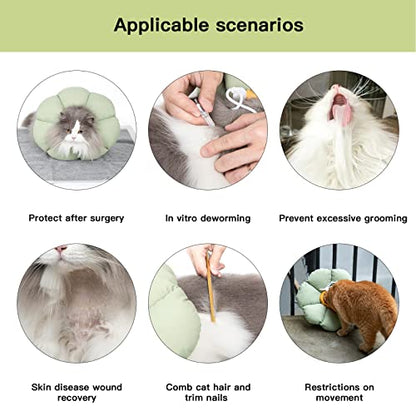 Cat Cone Collar,Cute Waterproof Cat Recovery Collar,Anti-Bite Lick Wound Healing Safety Elizabethan e Collar for Cats,Green Flower All-Season Style - color: Green Flower, size: Medium
