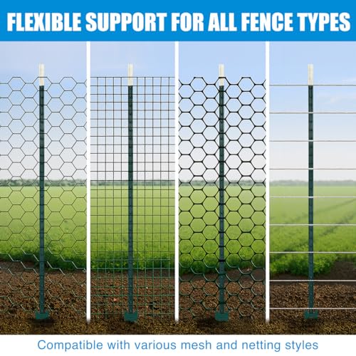 Fencer Wire 12.5-Gauge 5 ft. x 100 ft. Galvanized Welded Fence Wire Roll with 15 pcs 7 ft T-Posts, Farm & Garden Fencing Kit