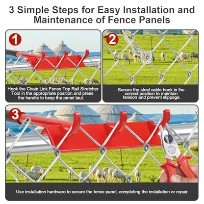 Chain Link Fence Top Rail Tensioner Tool Heavy-Duty Steel Stretcher