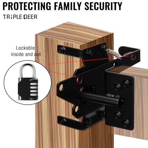 Self-Locking Fence Gate Latch Heavy Duty Post Mount Automatic Gate Hardware