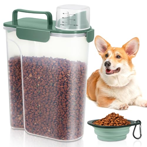 5 Lbs Pet Dog Food Storage Container for Bird Seed Rice Flour - Dark Green - color: Dark Green-5L