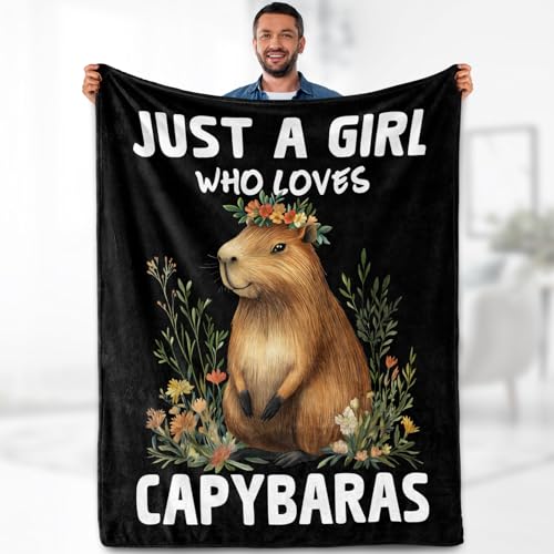 Capybara Blanket Gifts for Kids Woman - Just A Girl Who Loves Capybaras Cute Animal Lovers Throw for Boys Teen Adults Soft Fleece Cozy Bed Couch Decor Birthday Christmas Lightweight Blanket 50"x60" - color: Capybara, size: 50"x60"