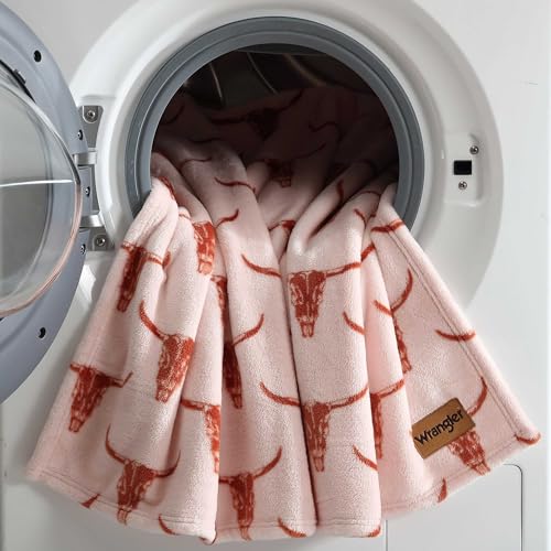 Wrangler - Soft Plush Throw Blanket for Bed & Couch, 50x70 - color: Steer Head Peach, size: 50" x 70"