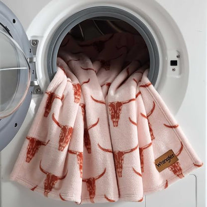 Wrangler - Soft Plush Throw Blanket for Bed & Couch, 50x70 - color: Steer Head Peach, size: 50" x 70"