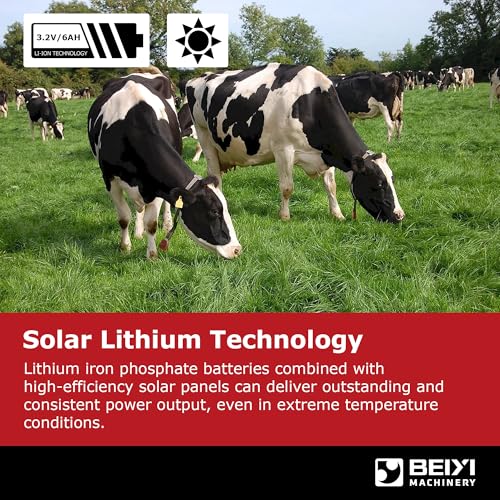 Solar Electric Fence Charger 5 Miles Range 20 Acres 0.15 Joules Energizer | Built-in 3.2V lithium battery & 1.8W solar panel Eco-friendly 0.15J energizer works on cloudy days to secure farms