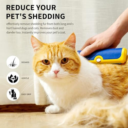 Dog Brush for Shedding, Blue and Yellow - color: Blue & Yellow