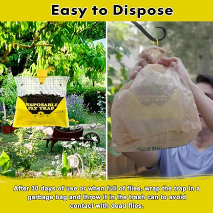 10 Pack Outdoor Fly Trap Bags Hanging - 10 * 30g Bait, Durable, Effective - size: 10 Pack
