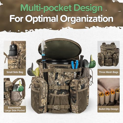 BLISSWILL Hunting Bucket Backpack with Seat Suitable for 5-gallon fishing - color: Rock Bark