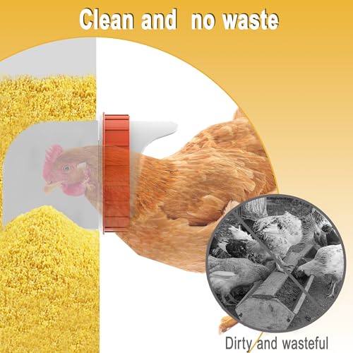 XINYI 7.1 Gallon Auto Chicken Feeder, 6 Ports Galvanized Chicken Feeder,Large Chicken Food Container No Waste & Rodent Proof Chicken Food Dispenser System, Weatherproof Duck Feeder - size: 6 ports without legs
