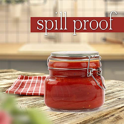 Glass Jar with Airtight Lid 16 oz | Food Storage Jar, Wide Mouth, Leak Proof Kitchen Canister - size: 16 oz