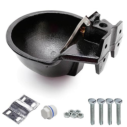 MDEOOSKY Extra Large Livestock Cast Iron Push-Paddle Automatic Horse Waterer with Accessories Livestock Water Trough 2.5L Heavy Duty Auto Drinking Metal Troughs for Horse Cattle Goat Pig Capacity