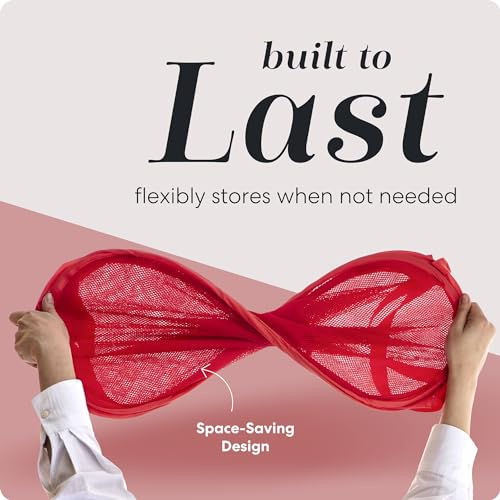 Handy Laundry Collapsible Mesh Pop Up Laundry Hamper 14 x 13 x 24 in, Red - color: Red, 1-PACK