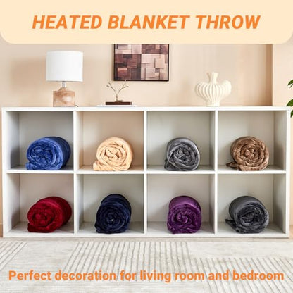 Heated Blanket Electric Full, 72"x84" Soft Flannel Heating Blanket with 8 Hours Auto Off 10 Fast Heating Levels Machine Washable Sherpa Heated Throw Blanket with Overheating Protection - color: Gray, size: Full(72" x 84")