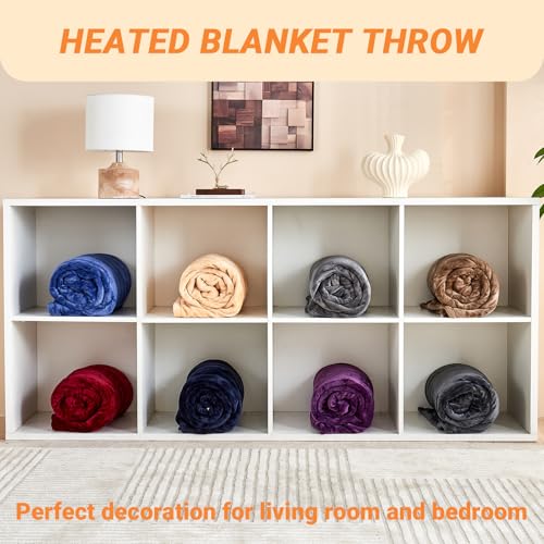Heated Blanket Electric Twin, 62"x84" Soft Flannel Heating Blanket with 8 Hours Auto Off 10 Fast Heating Levels Machine Washable Sherpa Heated Throw Blanket with Overheating Protection - color: Blue, size: Twin(62" x 84")