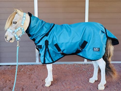 Mini-Pony Horse Ripstop Waterproof Windproof Hooded Blanket Lightweight Turnout Rain Sheet Breathable Lining 1200 Denier Material (52-54", Raspberry) - color: Raspberry, size: 52-54"