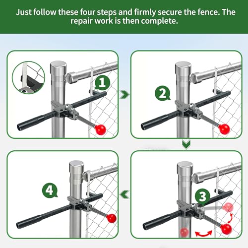 Chain Link Fence Stretcher - Heavy Duty Ratcheting Wire Fence Tightener & Puller, Forged Steel Construction with Anti-Rust Coating, Easy One-Person Operation for Farm, Ranch, Garden, Yard Fence Repair