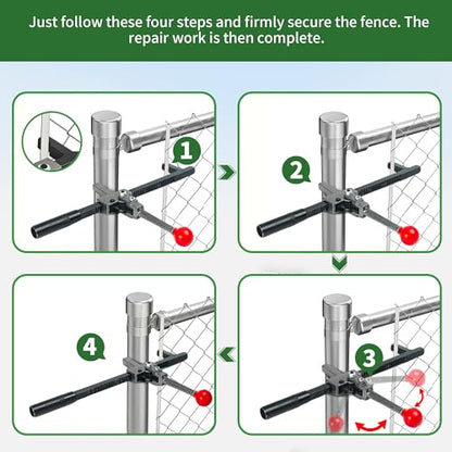 Chain Link Fence Stretcher - Heavy Duty Ratcheting Wire Fence Tightener & Puller, Forged Steel Construction with Anti-Rust Coating, Easy One-Person Operation for Farm, Ranch, Garden, Yard Fence Repair
