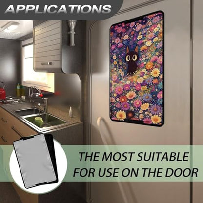 Beautiful Flower and Black Cat RV Door Windows Shade Universal V Blackout Shades Blocking Light Window Cover Anti Hot Sunproof RV Camper Trailer Accessories - color: Beautiful Flower and Black Cat